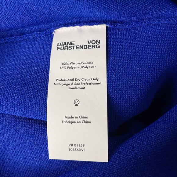 New Diane Von Furstenberg Size P Klein Blue Knit Pencil Skirt Elasticized Waist - Picture 7 of 7